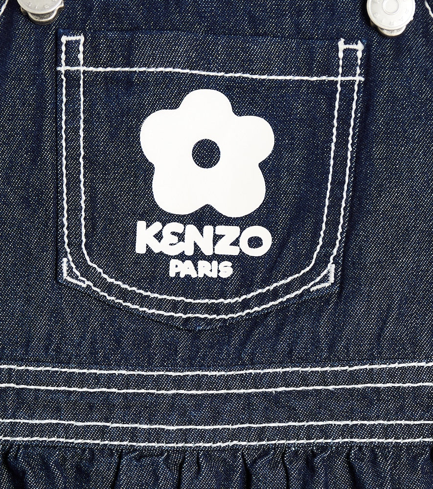 Logo embroidered denim dress