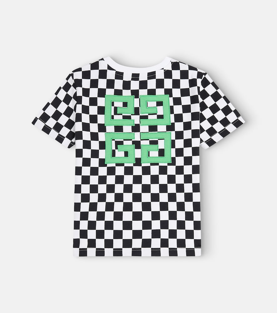Logo checked cotton jersey T-shirt