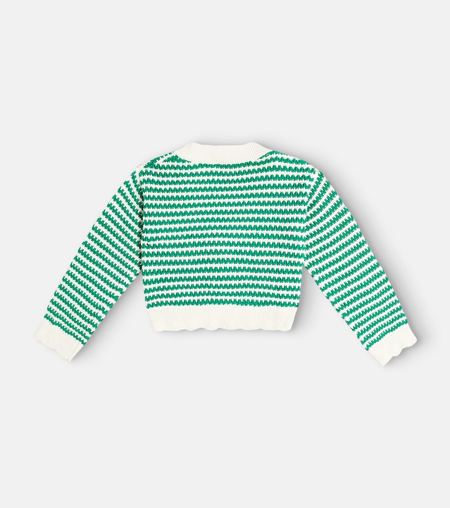 Striped cotton top and cardigan set
