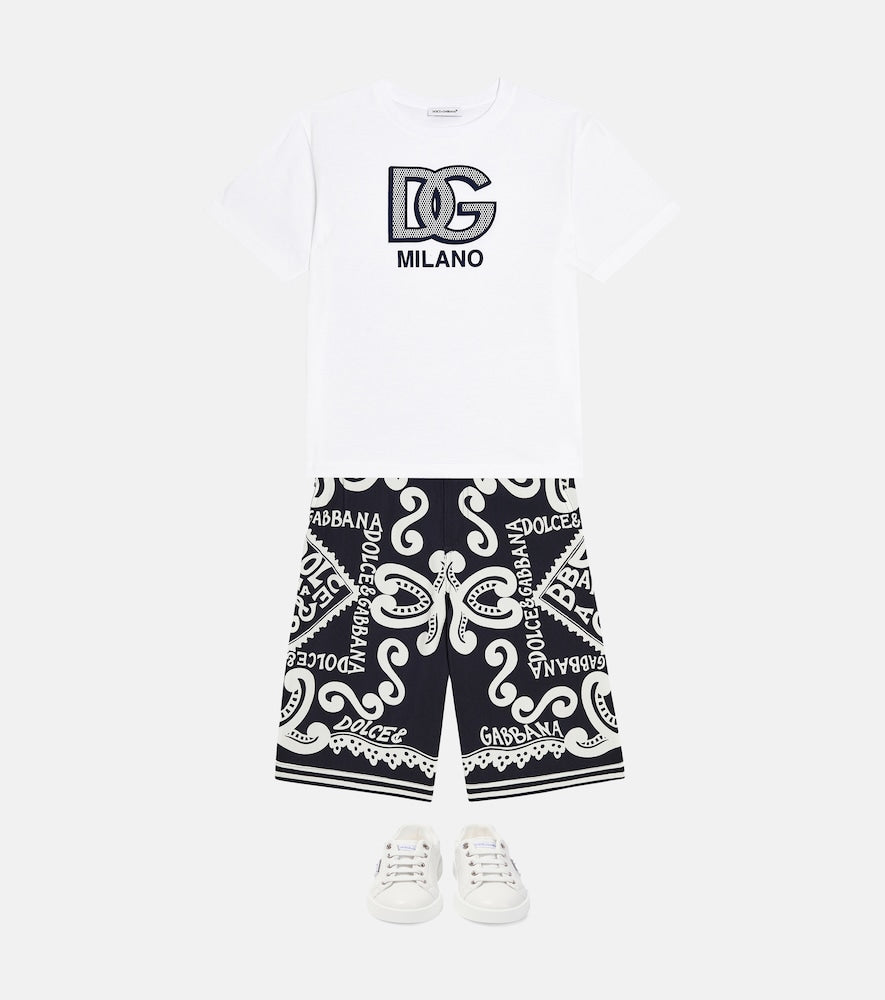 Logo printed cotton-blend Bermuda shorts