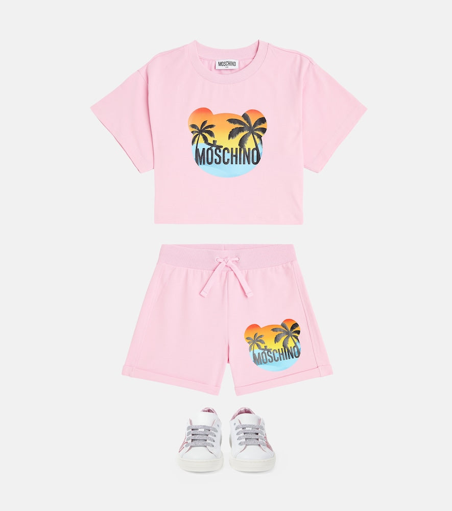 Printed cotton-blend jersey shorts