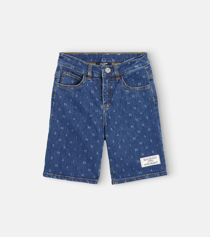 Logo denim shorts