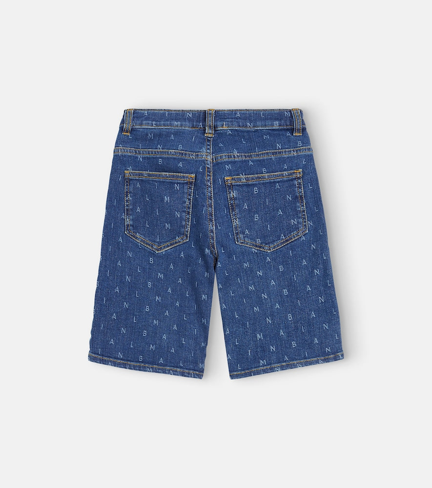 Logo denim shorts