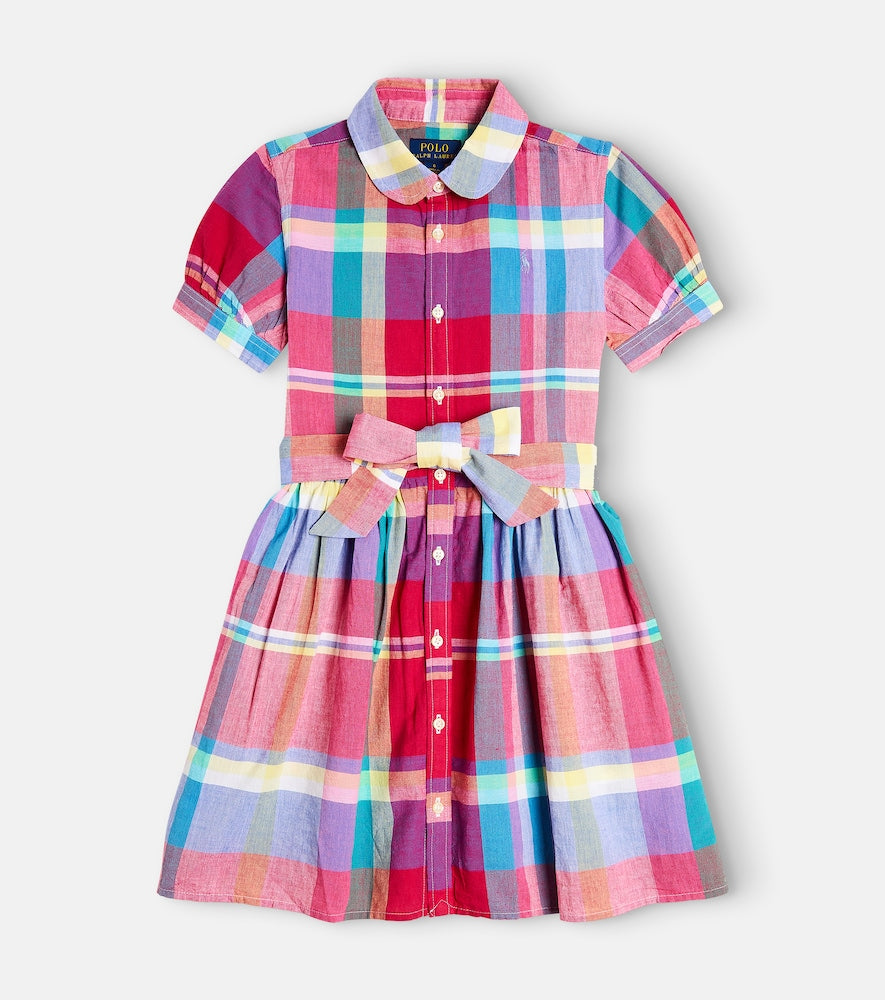 Checked cotton shirt dress