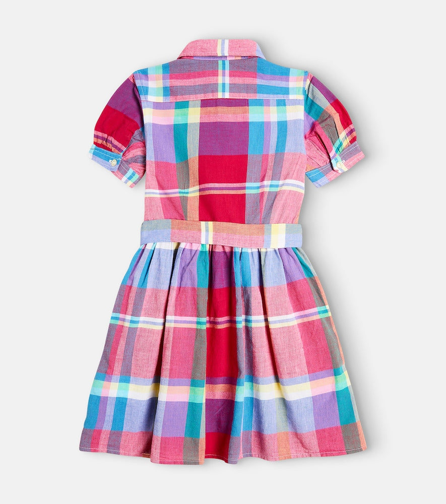 Checked cotton shirt dress