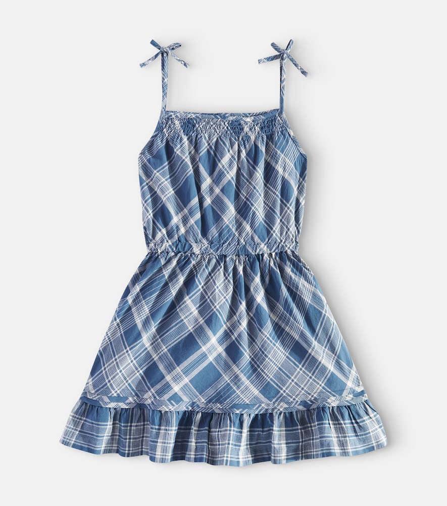 Ruffled checked cotton dress
