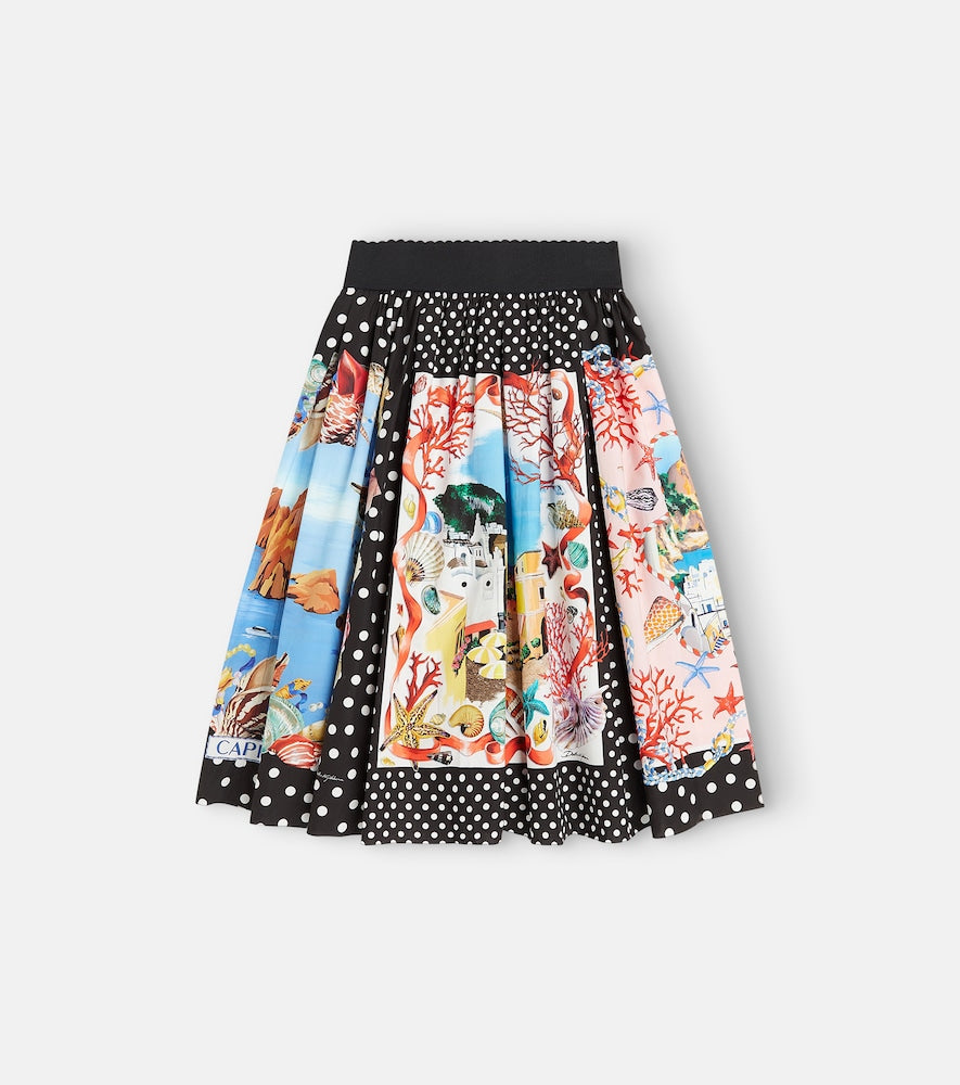 Capri printed cotton poplin skirt