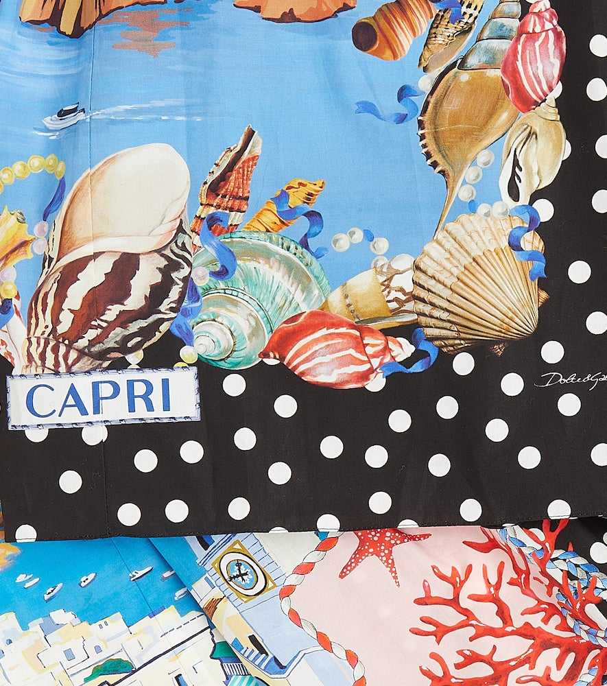 Capri printed cotton poplin skirt