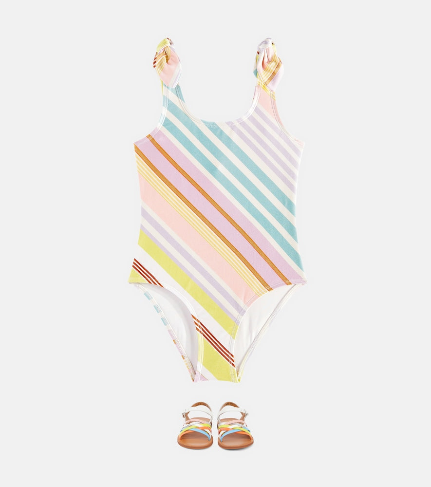 Halliday striped bow-detail swimsuit