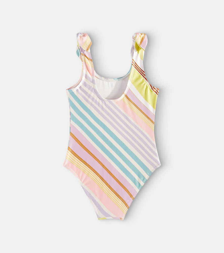 Halliday striped bow-detail swimsuit