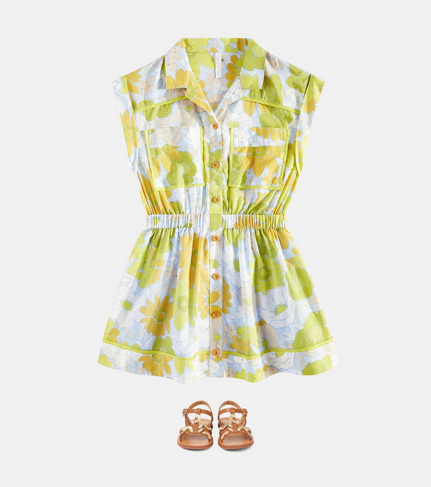 Pop floral cotton shirt dress