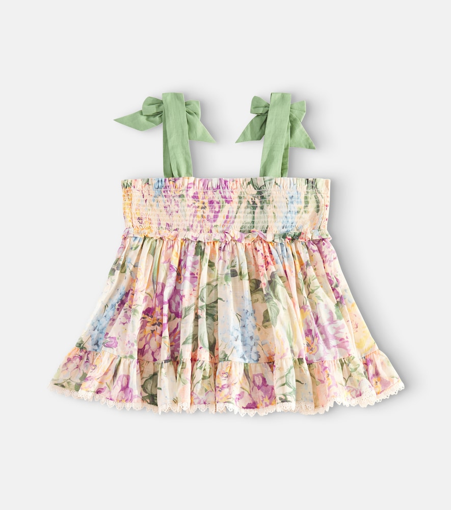 Halliday shirred floral cotton top