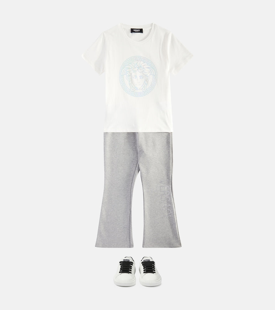Logo embellished cotton jersey sweatpants