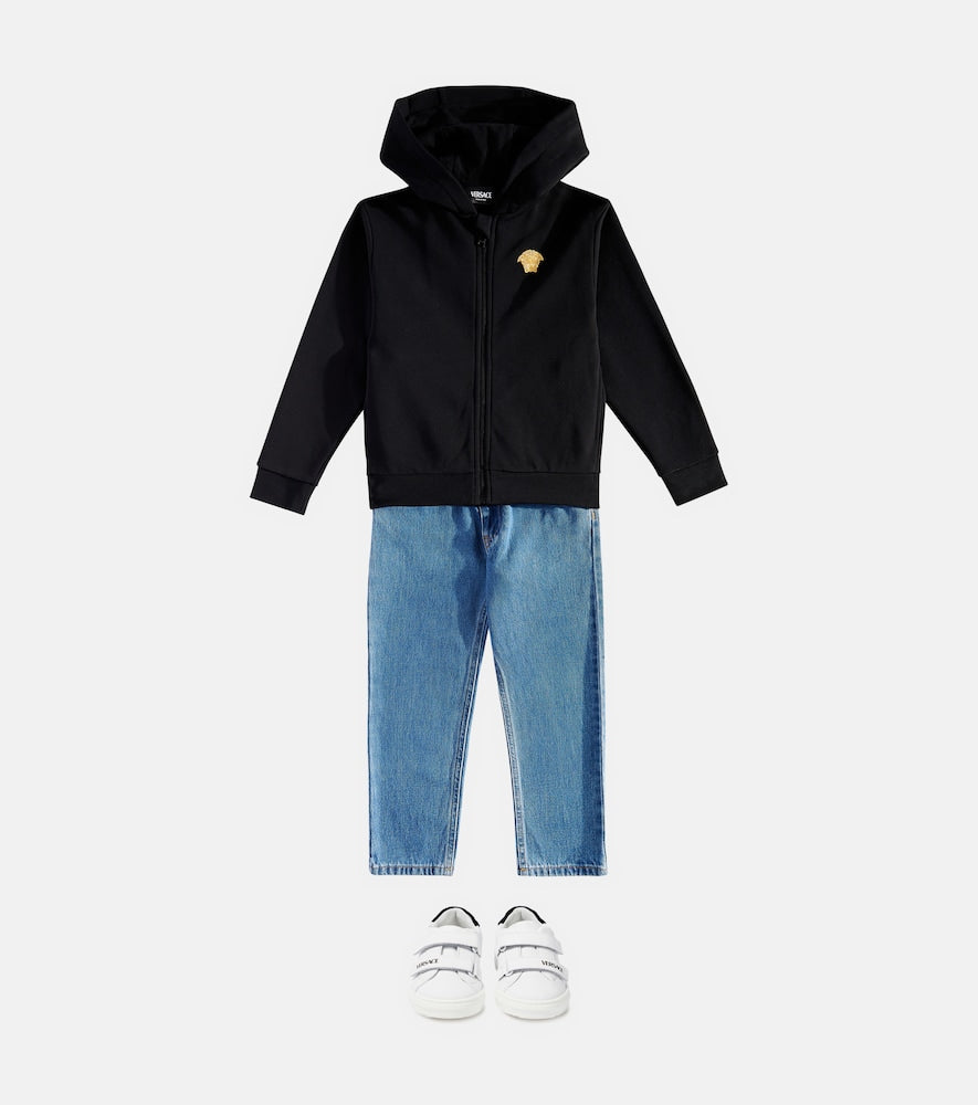 Medusa cotton jersey zip-up sweatshirt