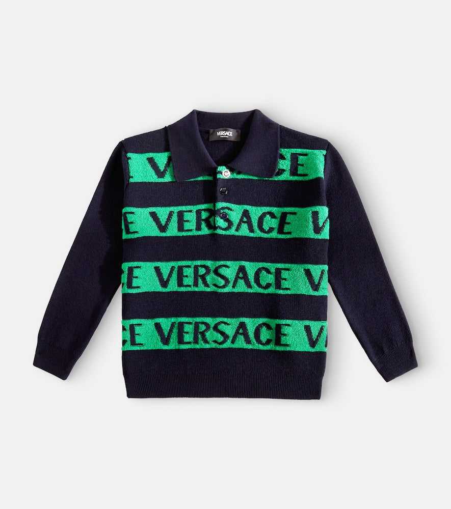Logo wool polo sweater