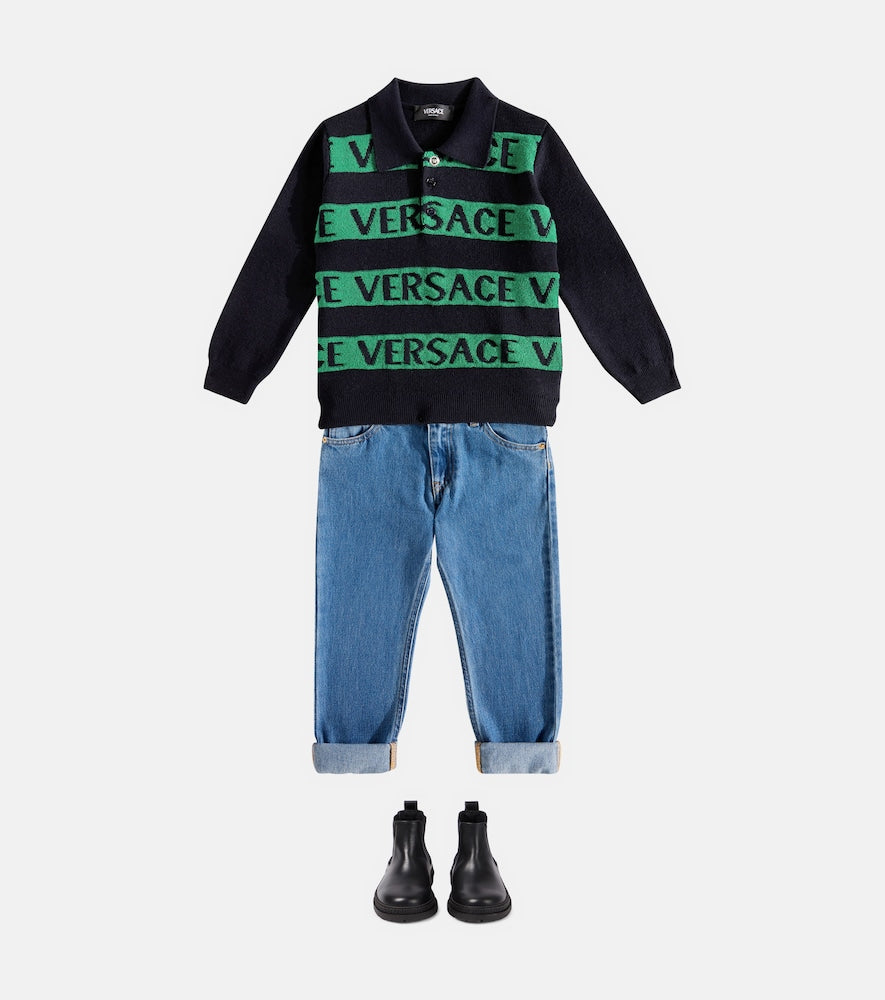 Logo wool polo sweater
