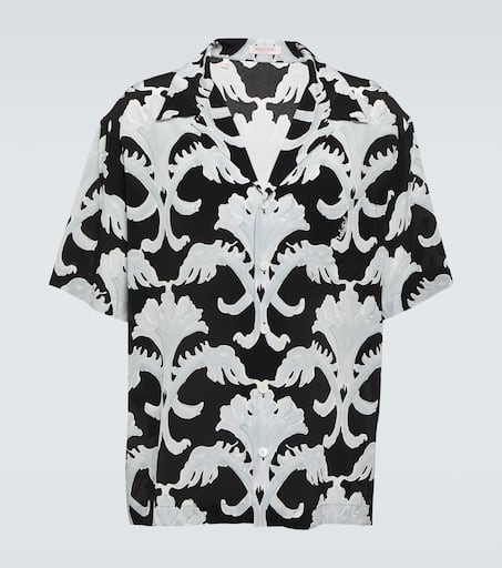 Printed silk bowling shirt