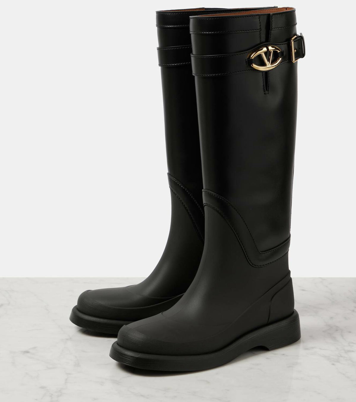 VLogo Bold leather knee-high boots