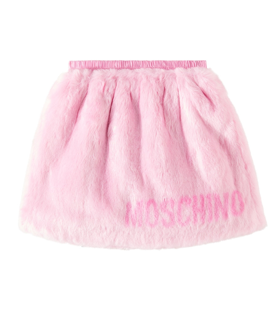 Logo faux fur skirt