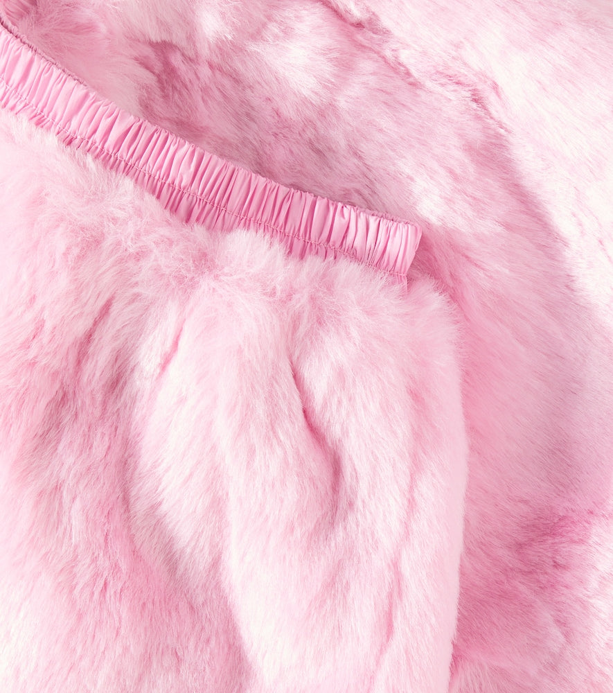 Logo faux fur skirt
