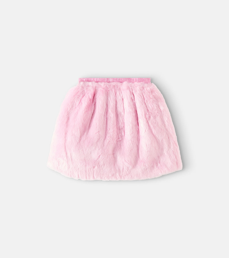 Logo faux fur skirt