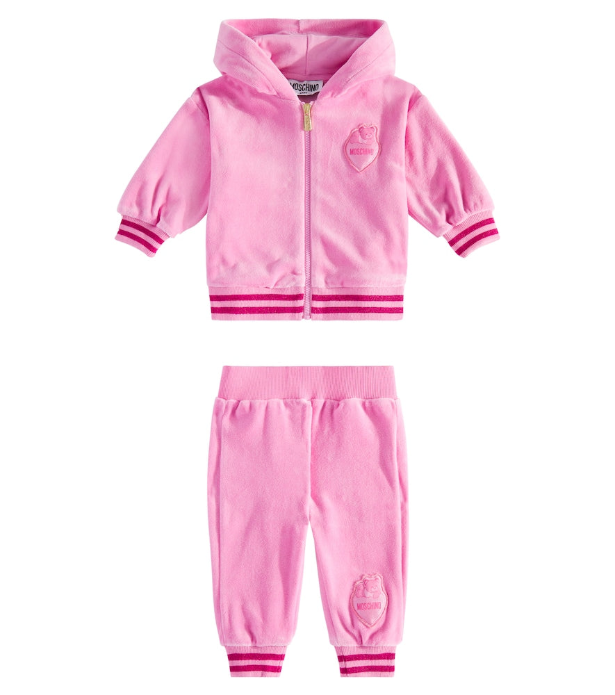 Baby hooded cotton-blend tracksuit