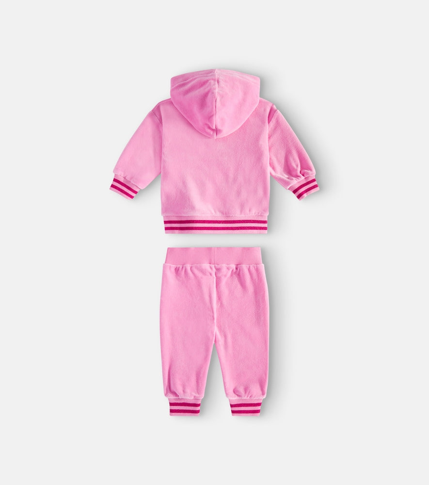 Baby hooded cotton-blend tracksuit