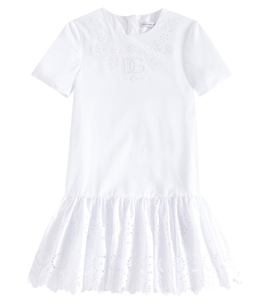 Logo embroidered cotton dress