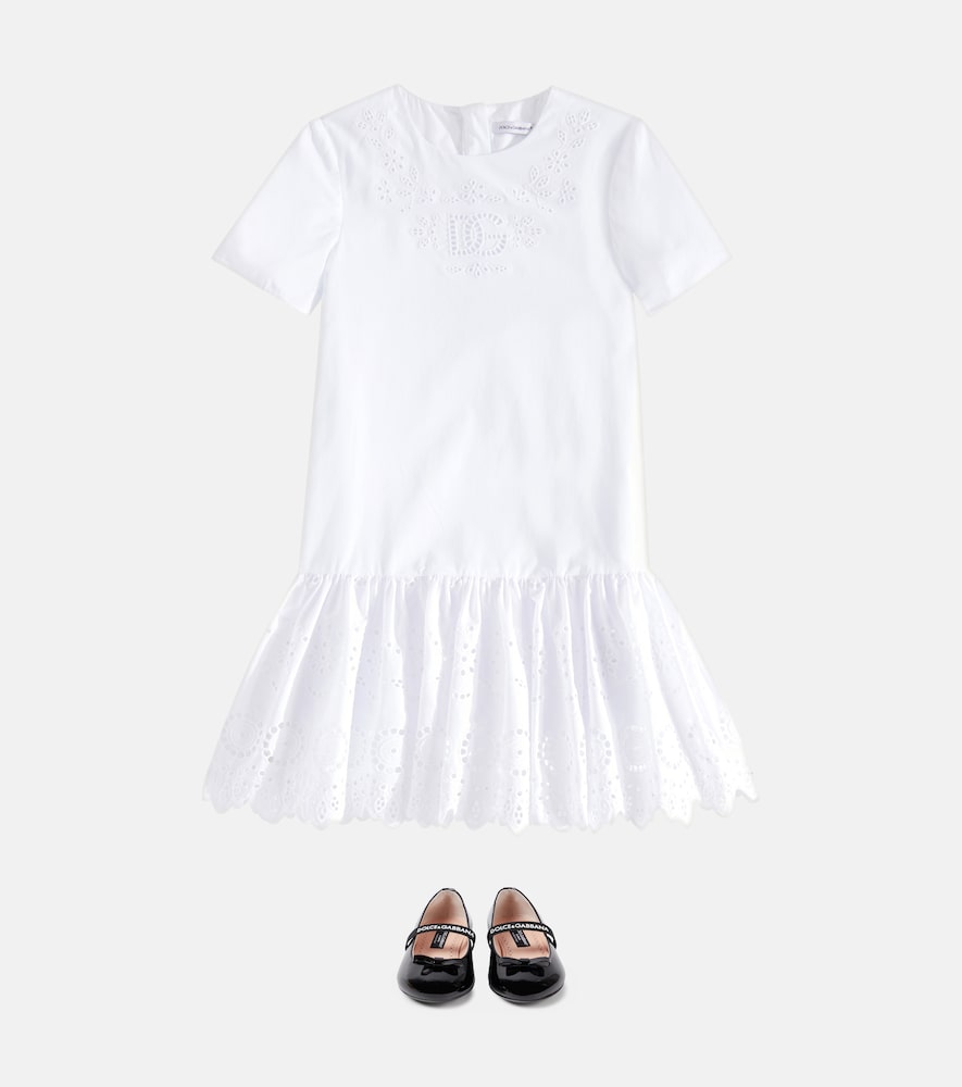 Logo embroidered cotton dress