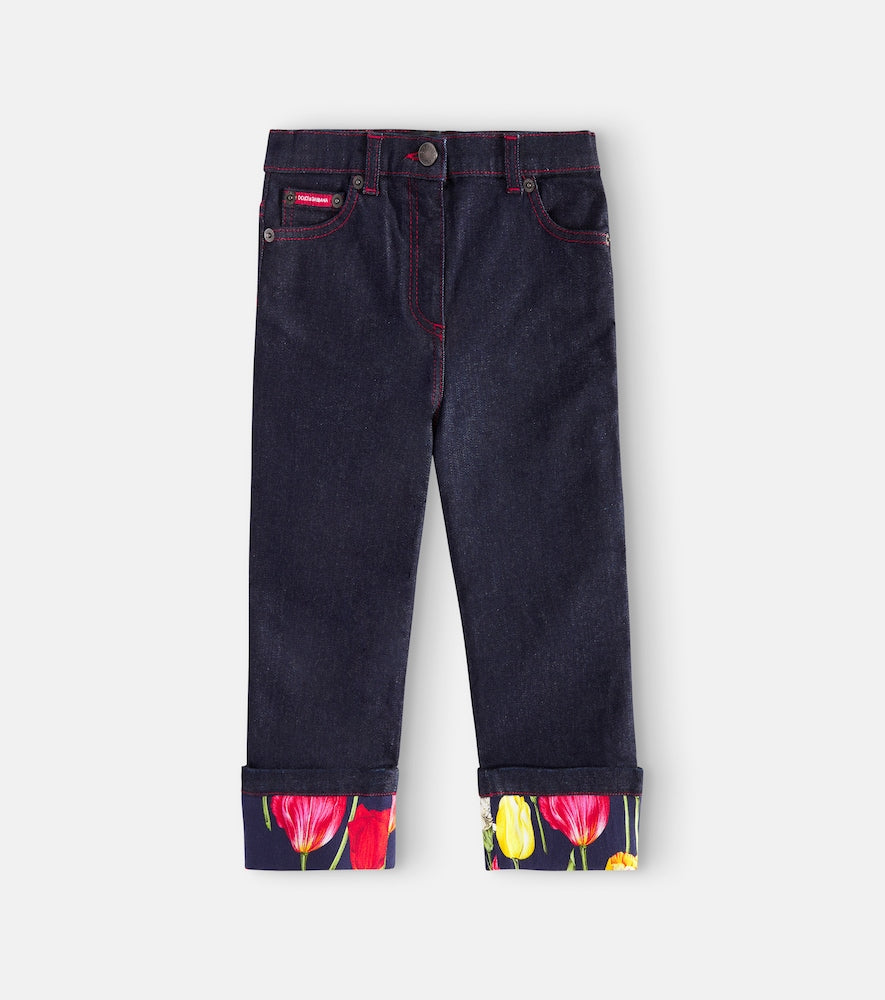 Floral straight jeans