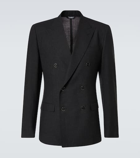 Double-breasted wool suit jacket