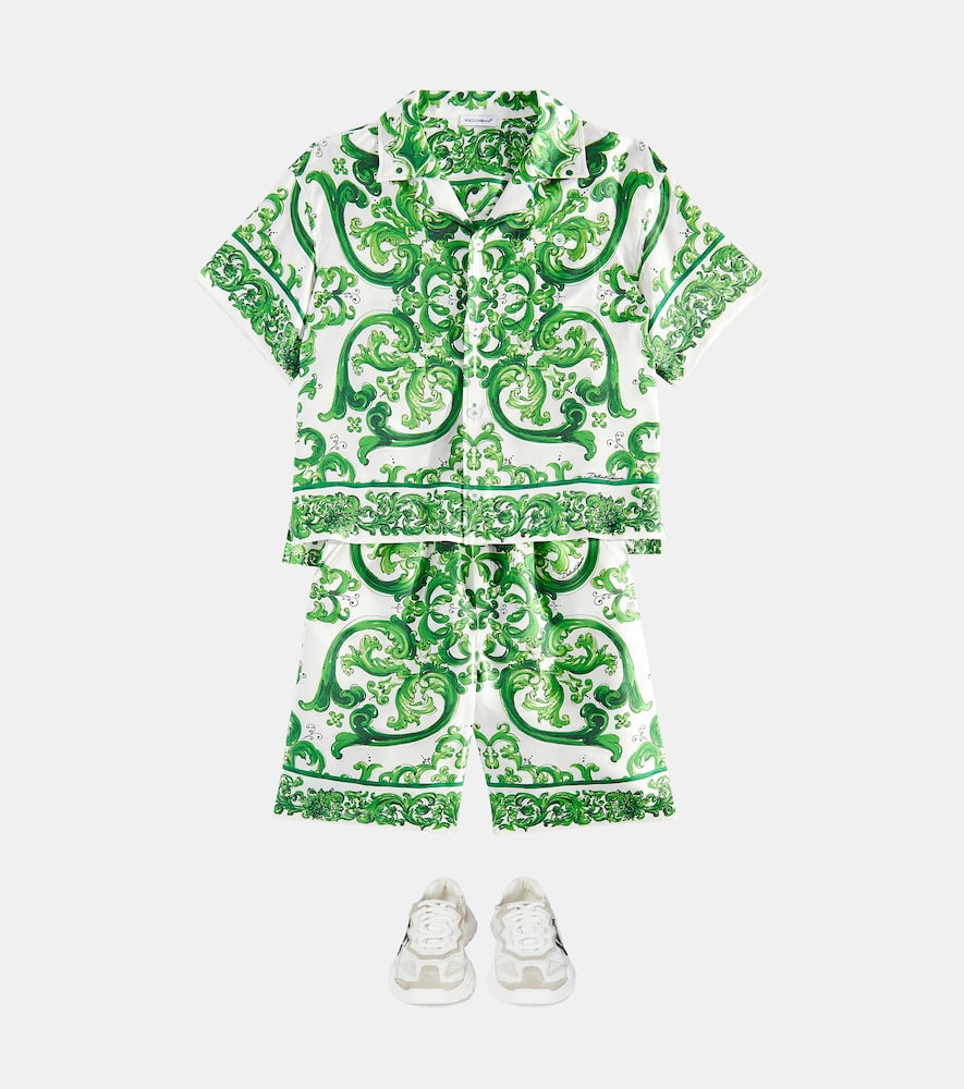 Majolica silk Bermuda shorts