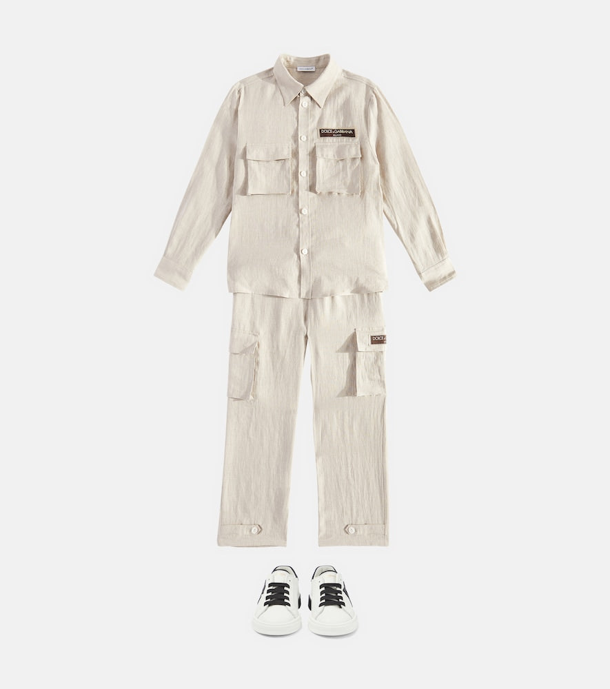 Logo linen cargo pants