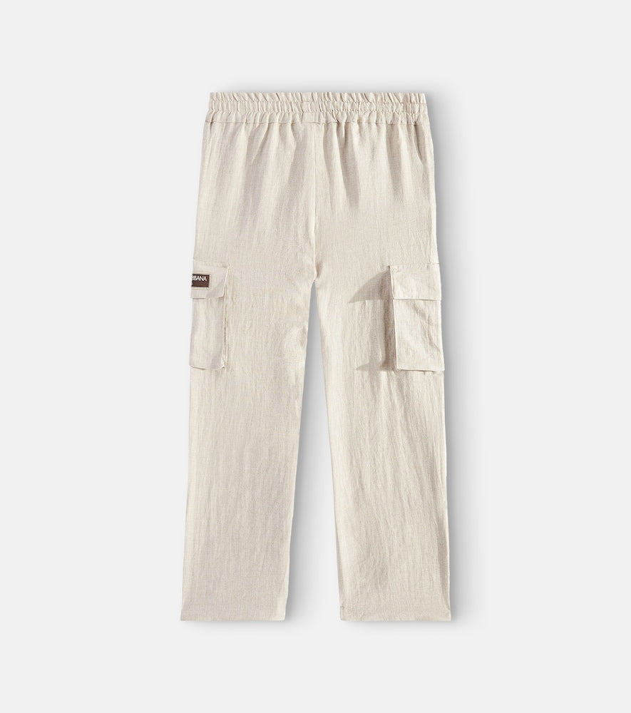 Logo linen cargo pants