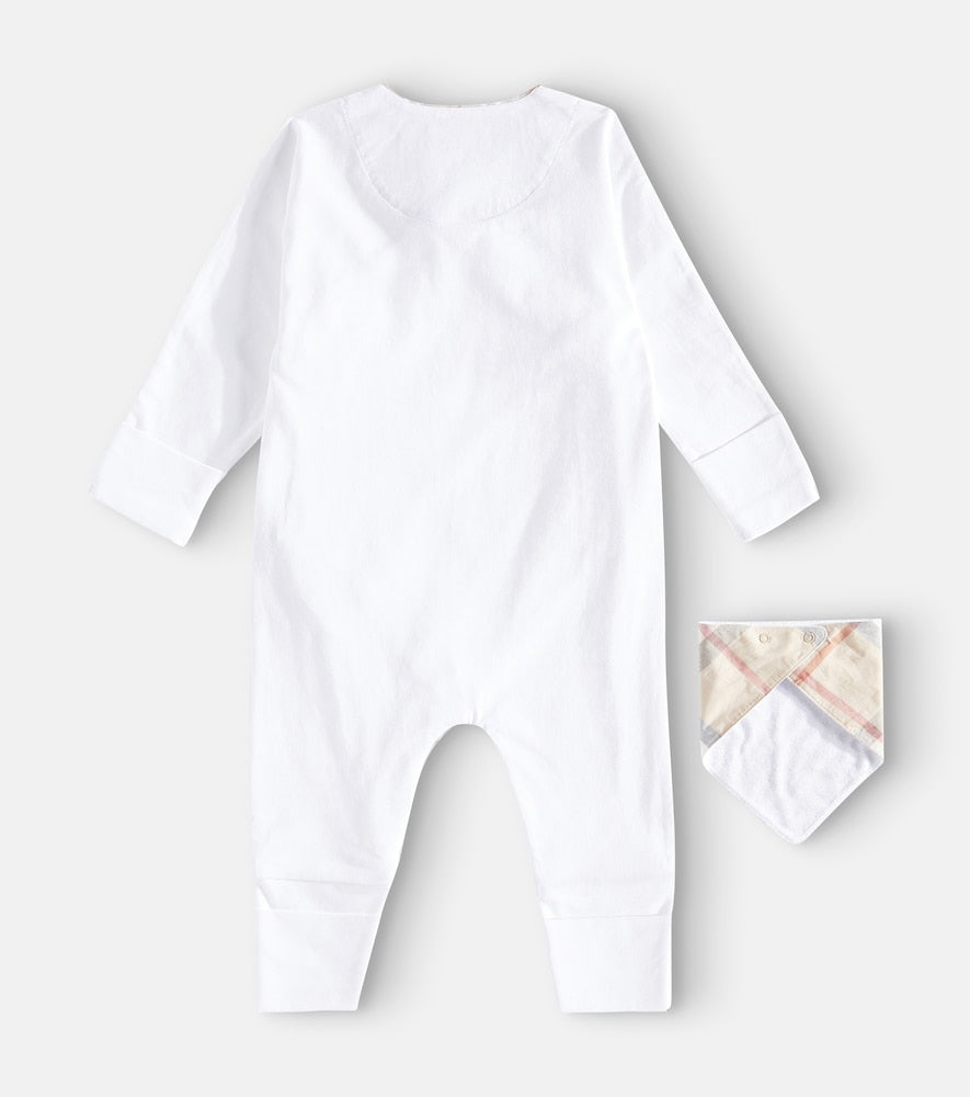 Baby cotton playsuit and bib set