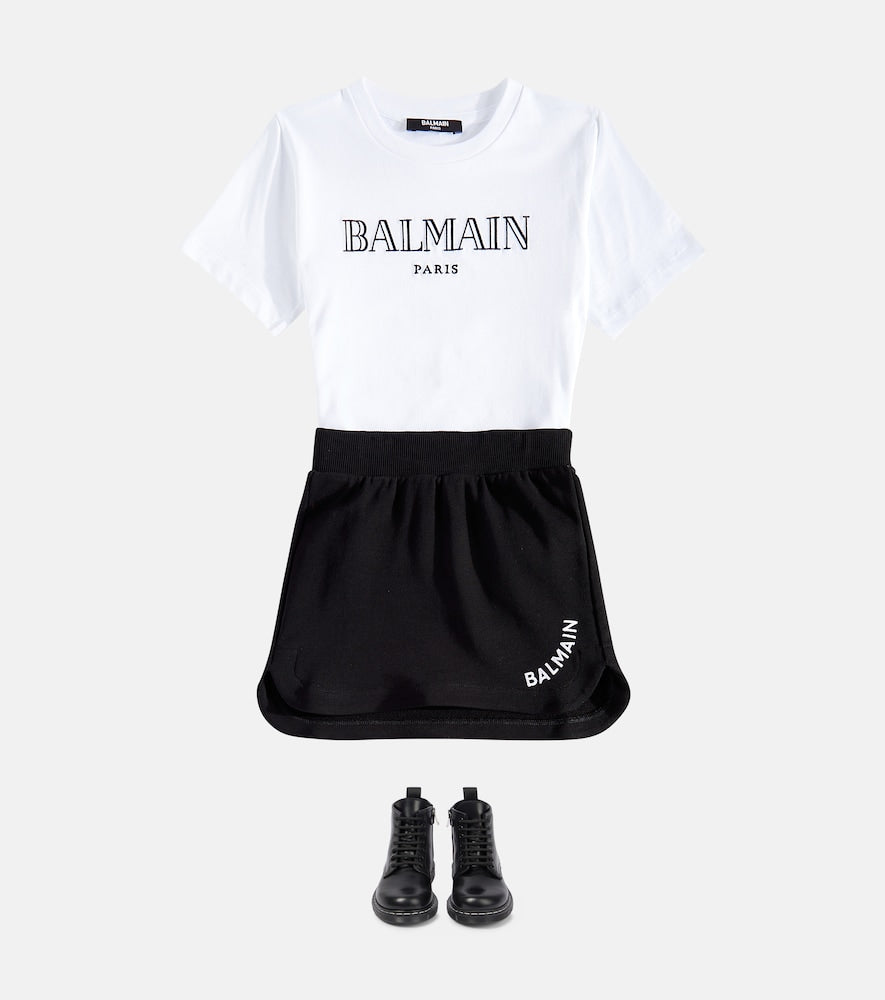 Logo cotton-blend jersey skirt