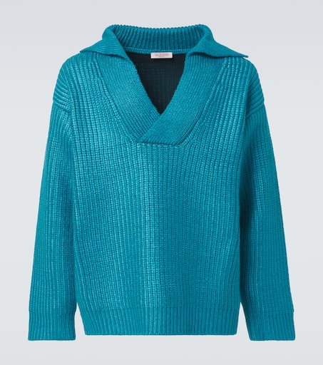 Ribbed-knit silk-blend sweater