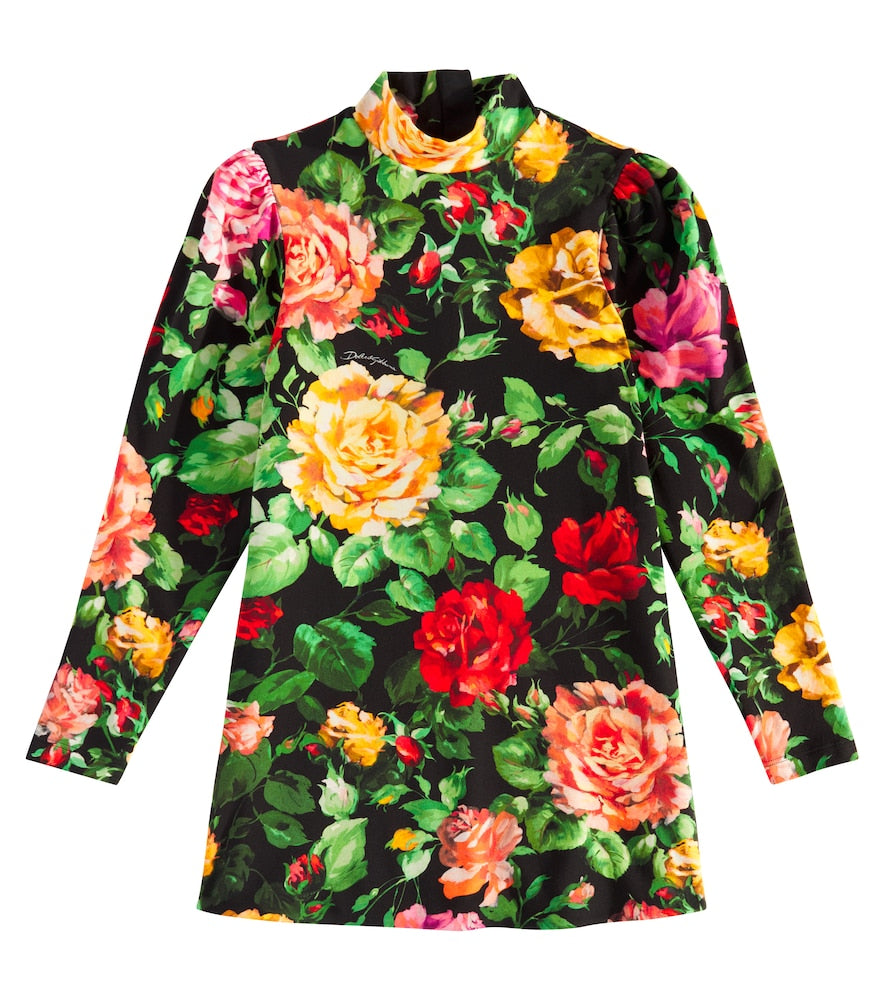 Floral cotton-blend dress