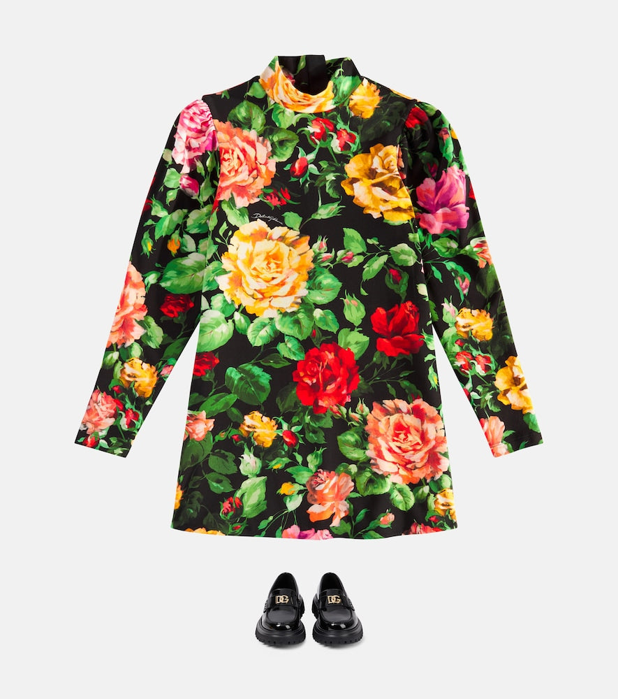 Floral cotton-blend dress