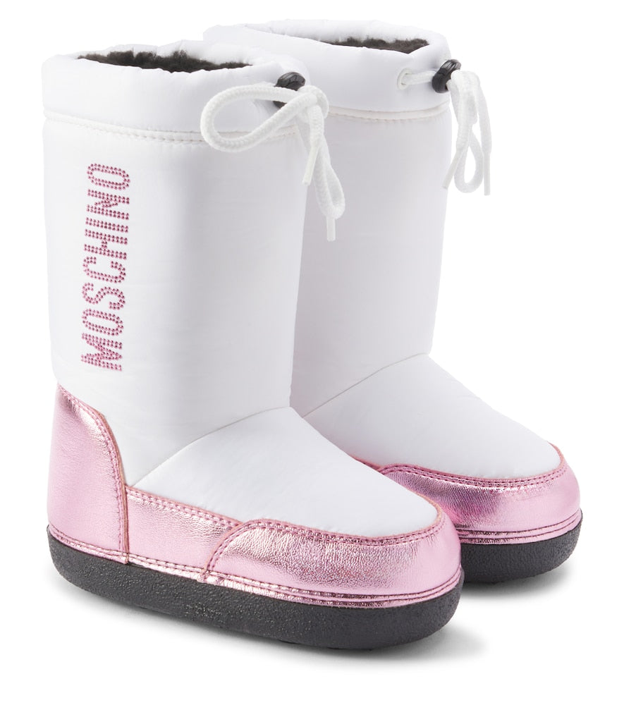 Logo faux leather snow boots