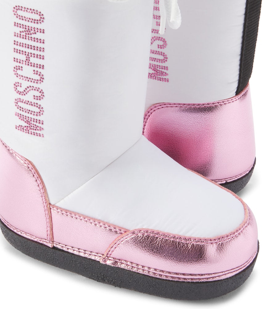 Logo faux leather snow boots