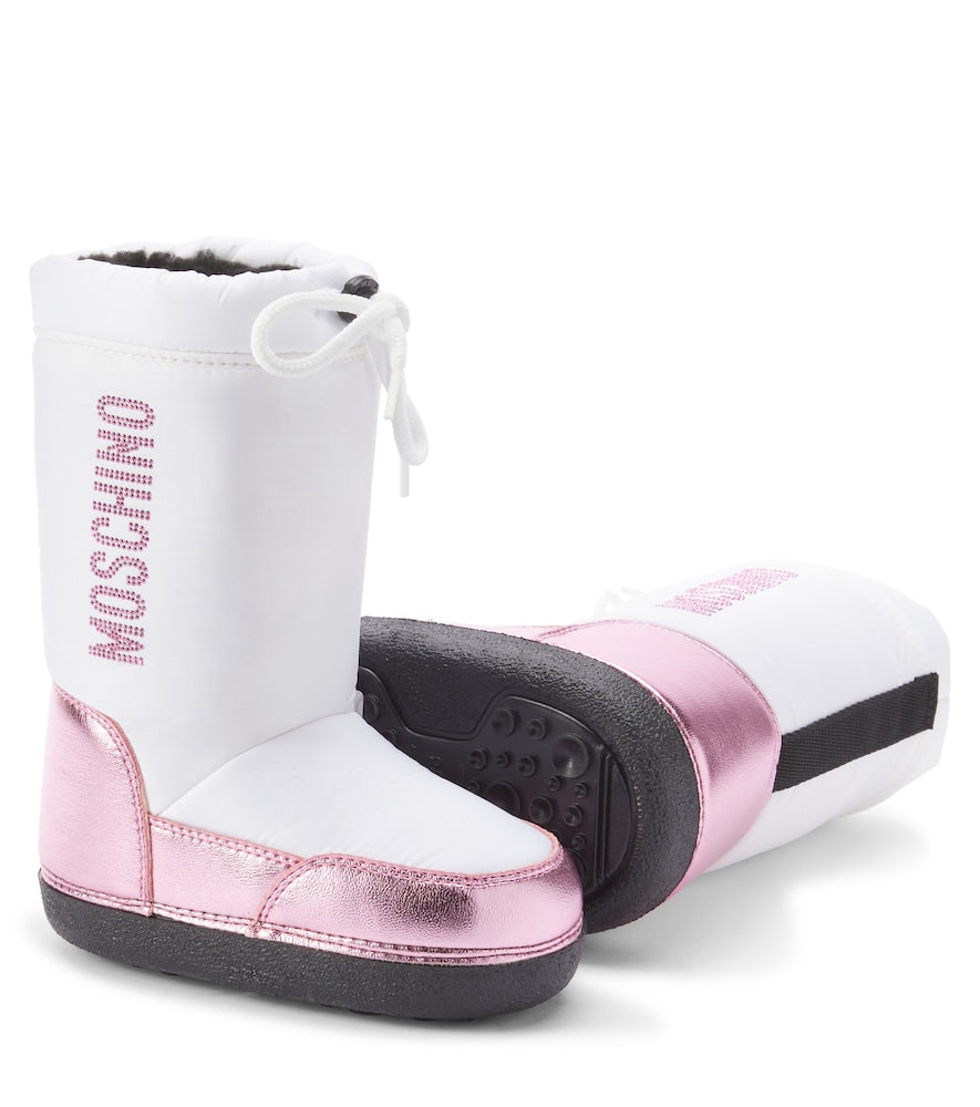 Logo faux leather snow boots
