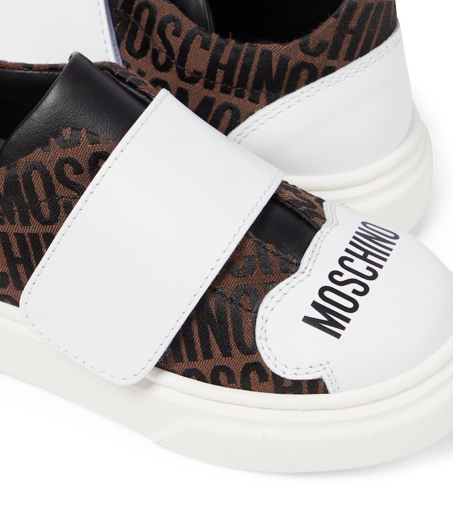 Logo leather-trimmed sneakers