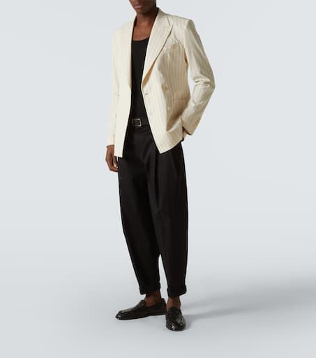 Striped cotton-blend blazer