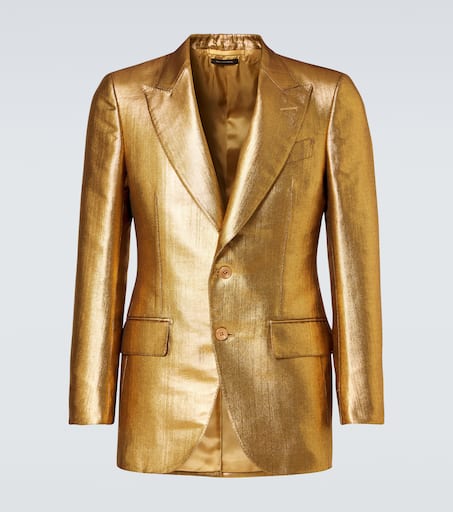 Dyllan metallic-effect coated canvas blazer