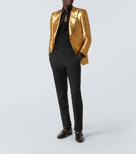 Dyllan metallic-effect coated canvas blazer
