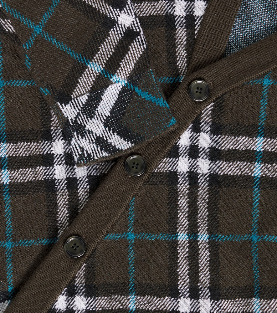 Checked wool cardigan