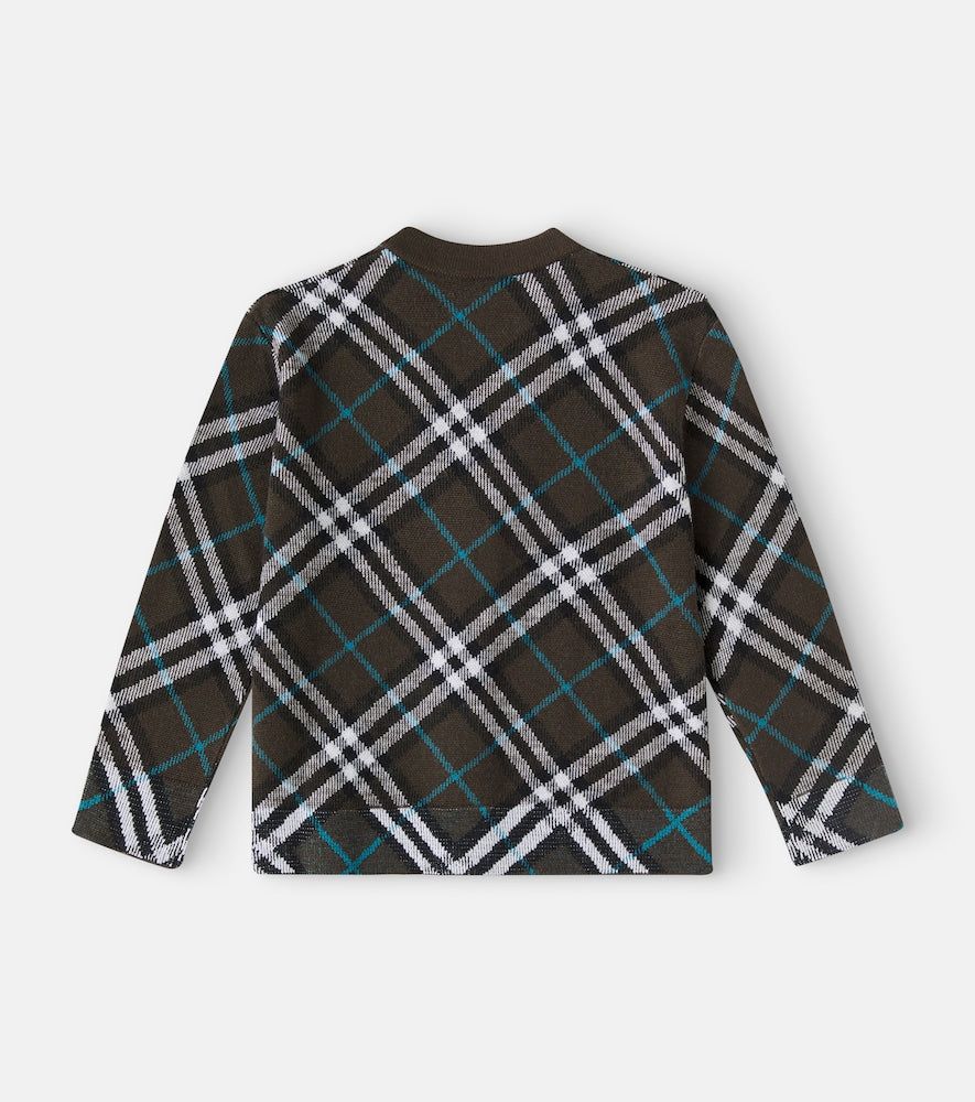 Checked wool cardigan