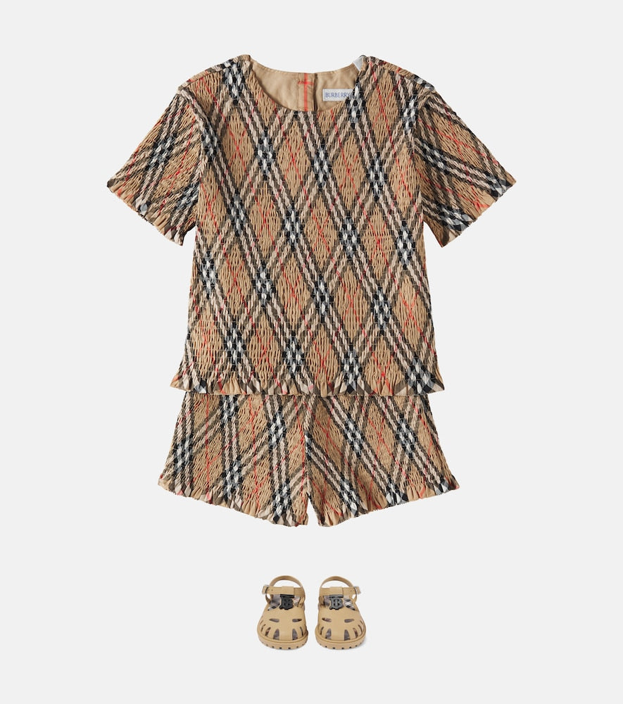 Checked cotton T-shirt