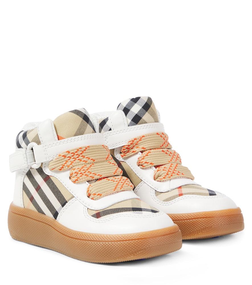 Burberry Check leather and canvas sneakers